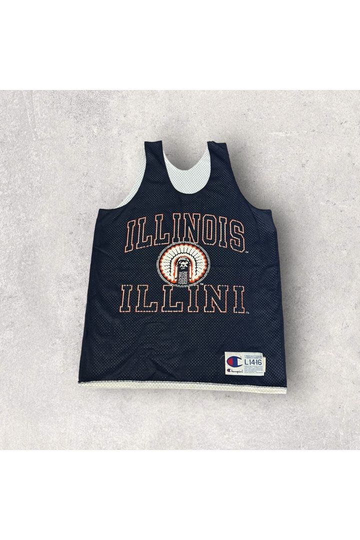 Vintage Made In USA Champion Illniois Fighting Illini Basketball Jersey- YTH L(14-16)