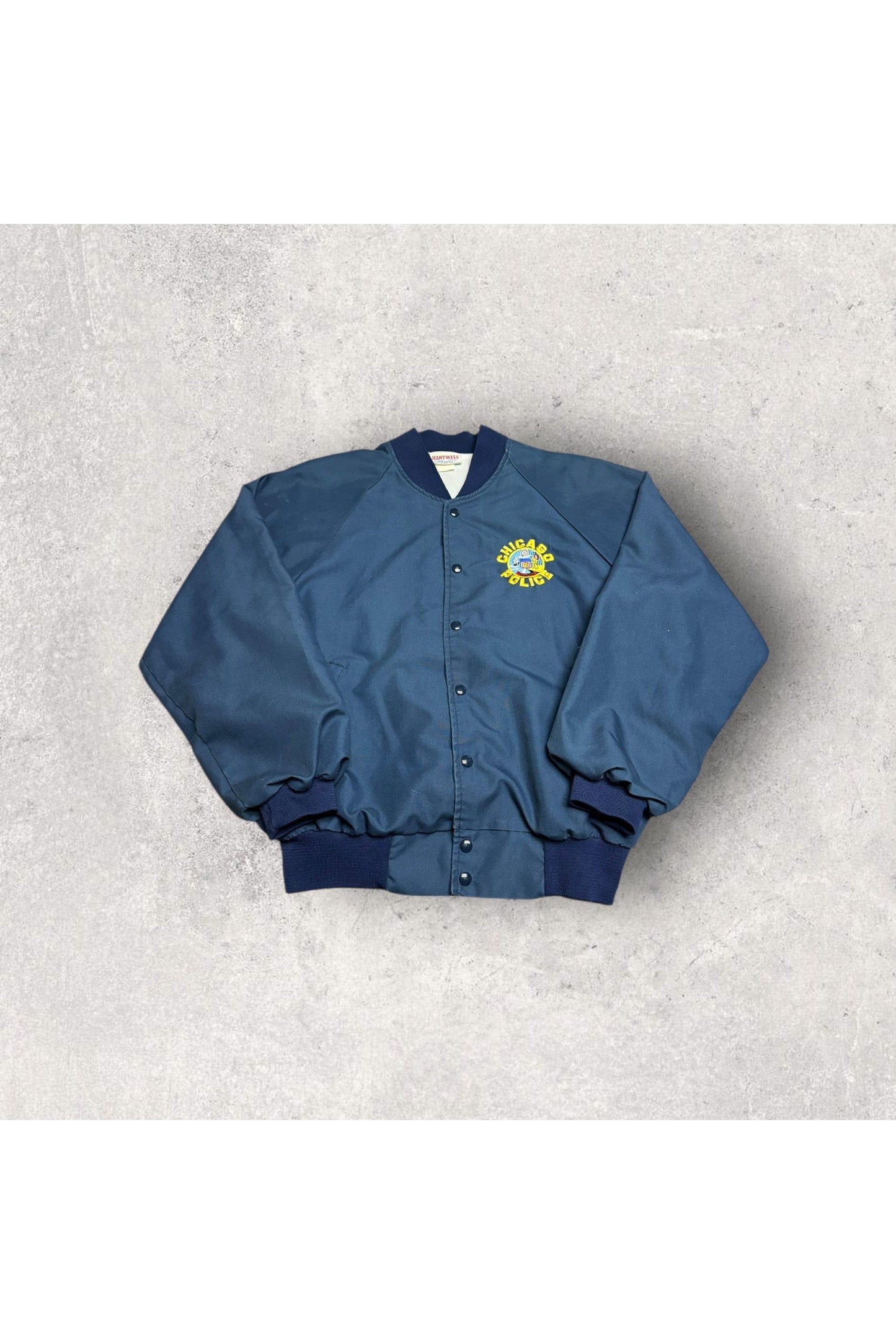 Vintage Hartwell Chicago Police Embroidered Button Snap Bomber Jacket- L
