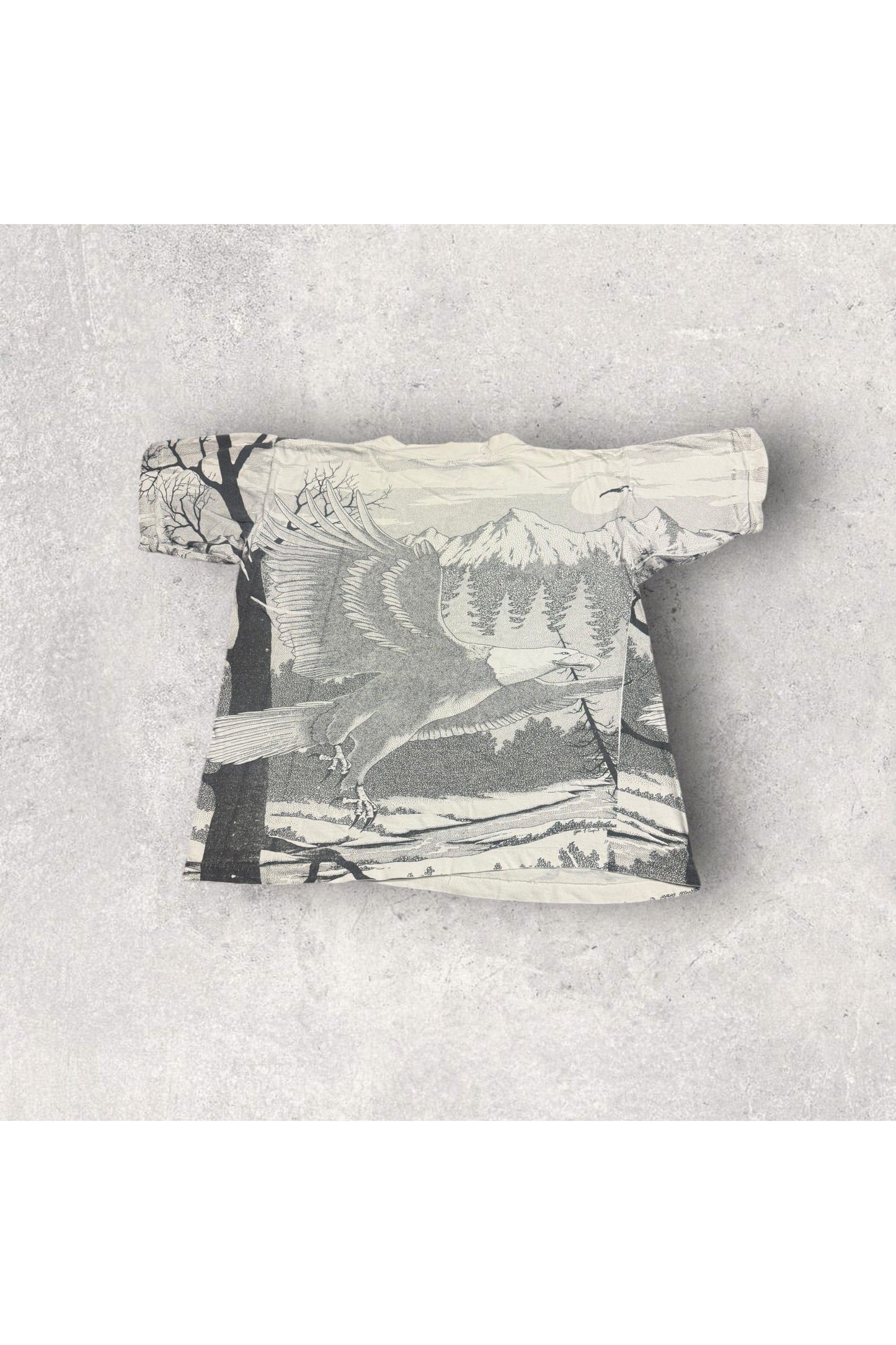 Vintage Single Stitch Classic Cotton Armor Bald Eagle All Over Print Nature Tee- L