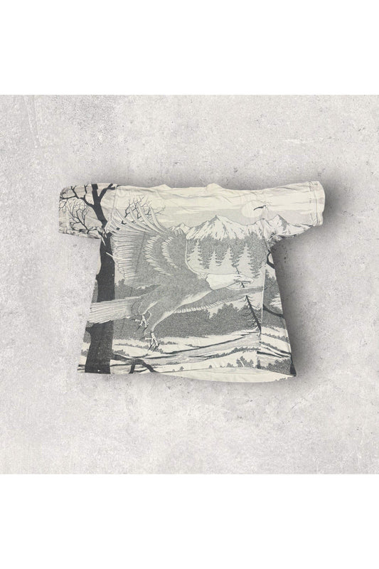 Vintage Single Stitch Classic Cotton Armor Bald Eagle All Over Print Nature Tee- L