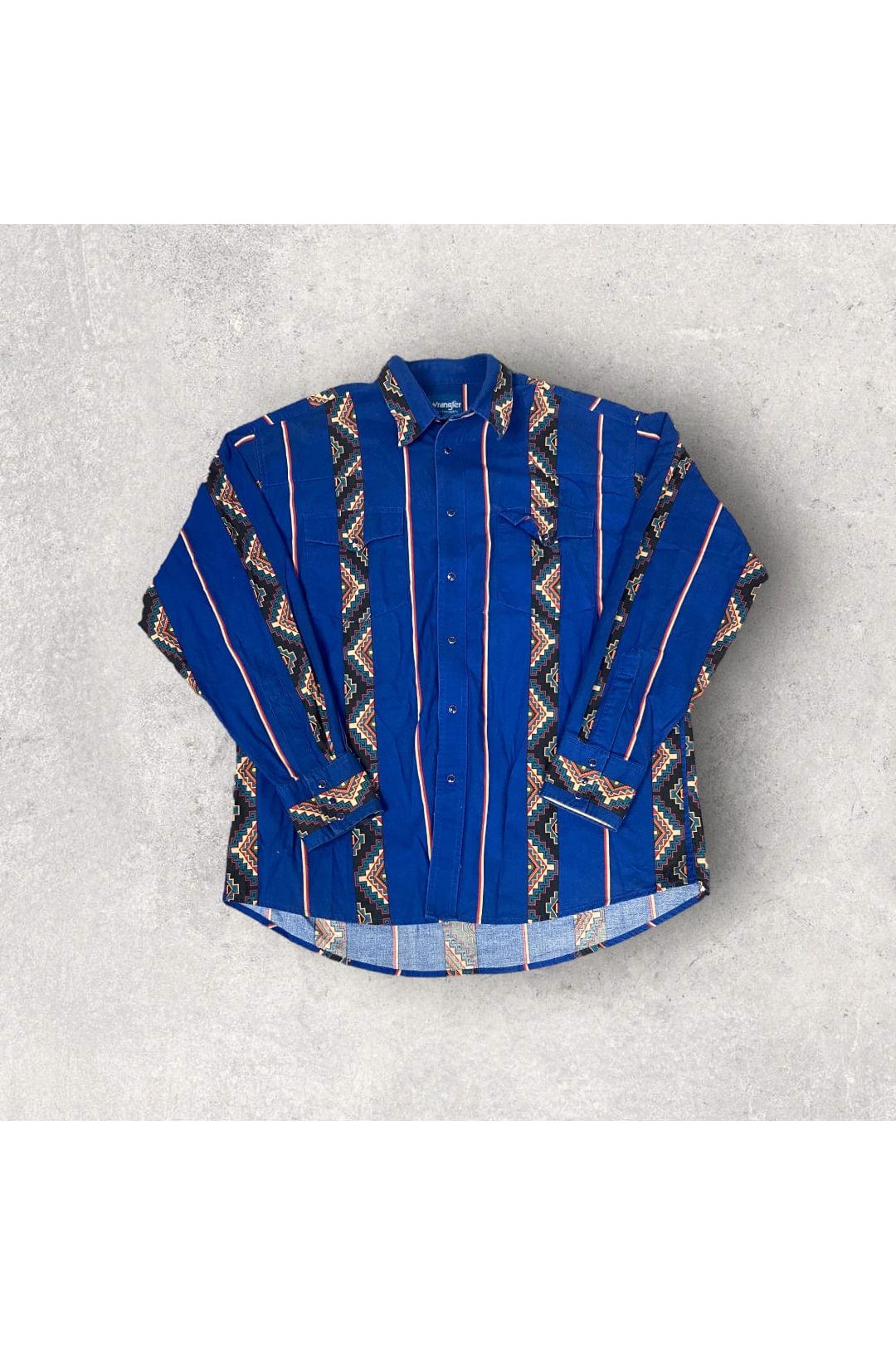 Vintage Wrangler Western Shirts Aztec Print Pearl Snap Button Up- XL