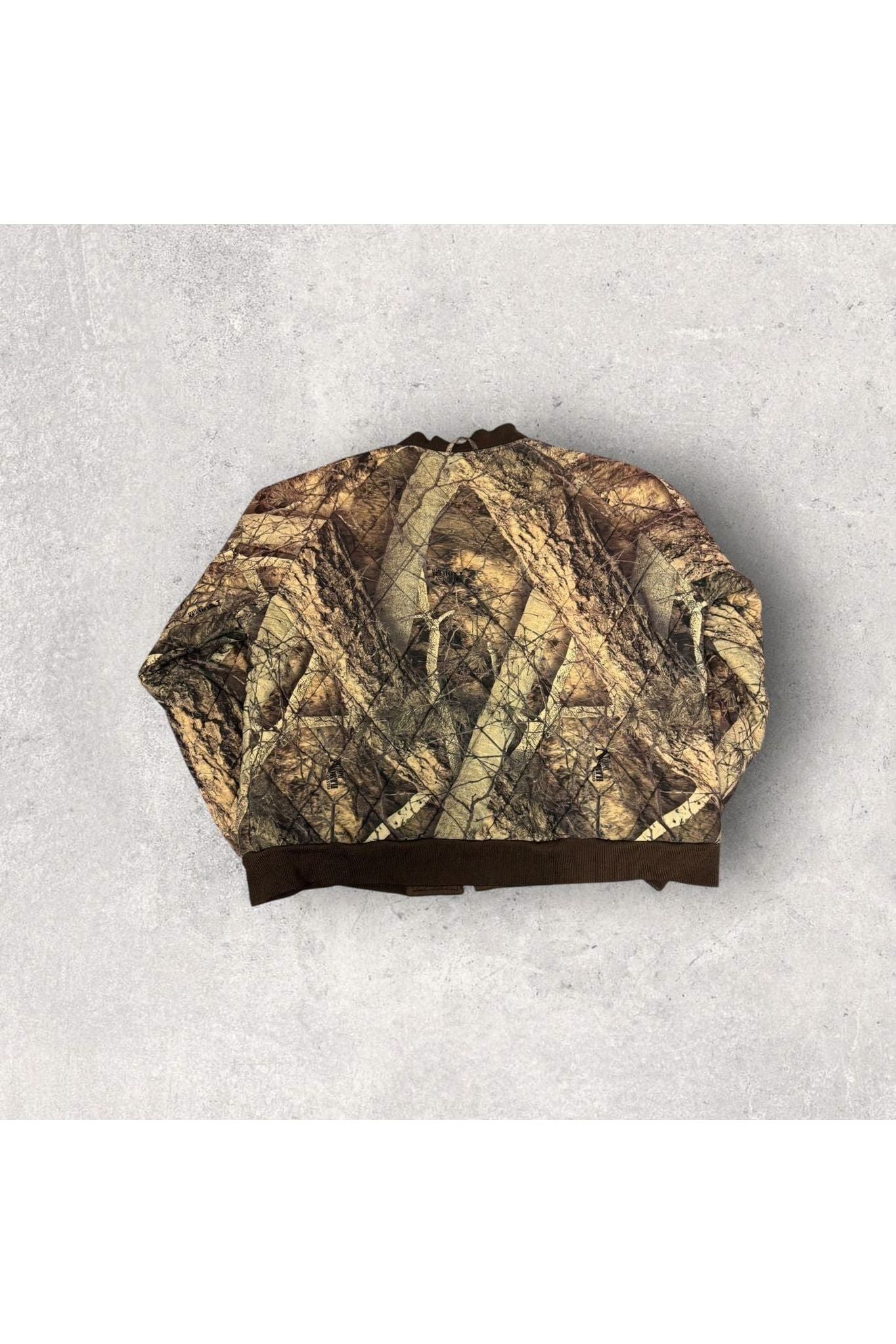 Vintage Mountain Prairie Quilted Real Tree Camo Bomber Jacket- XL
