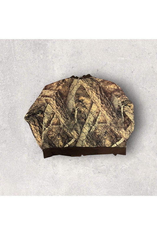 Vintage Mountain Prairie Quilted Real Tree Camo Bomber Jacket- XL