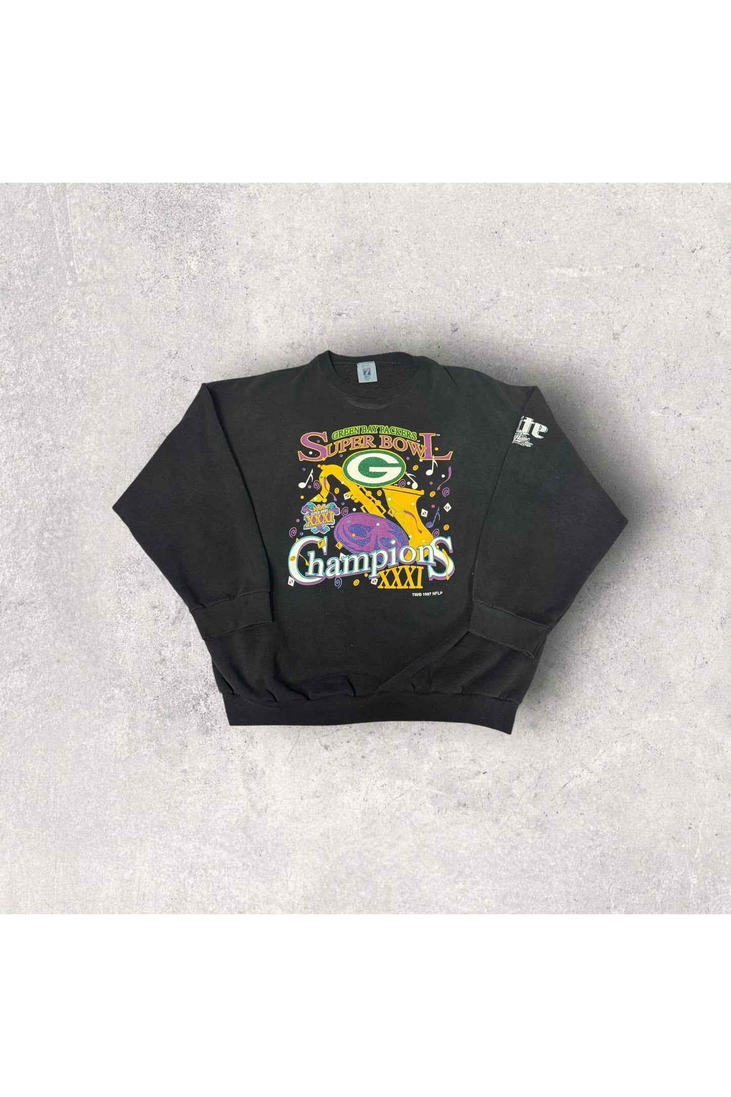 Vintage Logo 7 Green Bay Packers Super Bowl XXXI Champions 1997 Crewneck- XXL