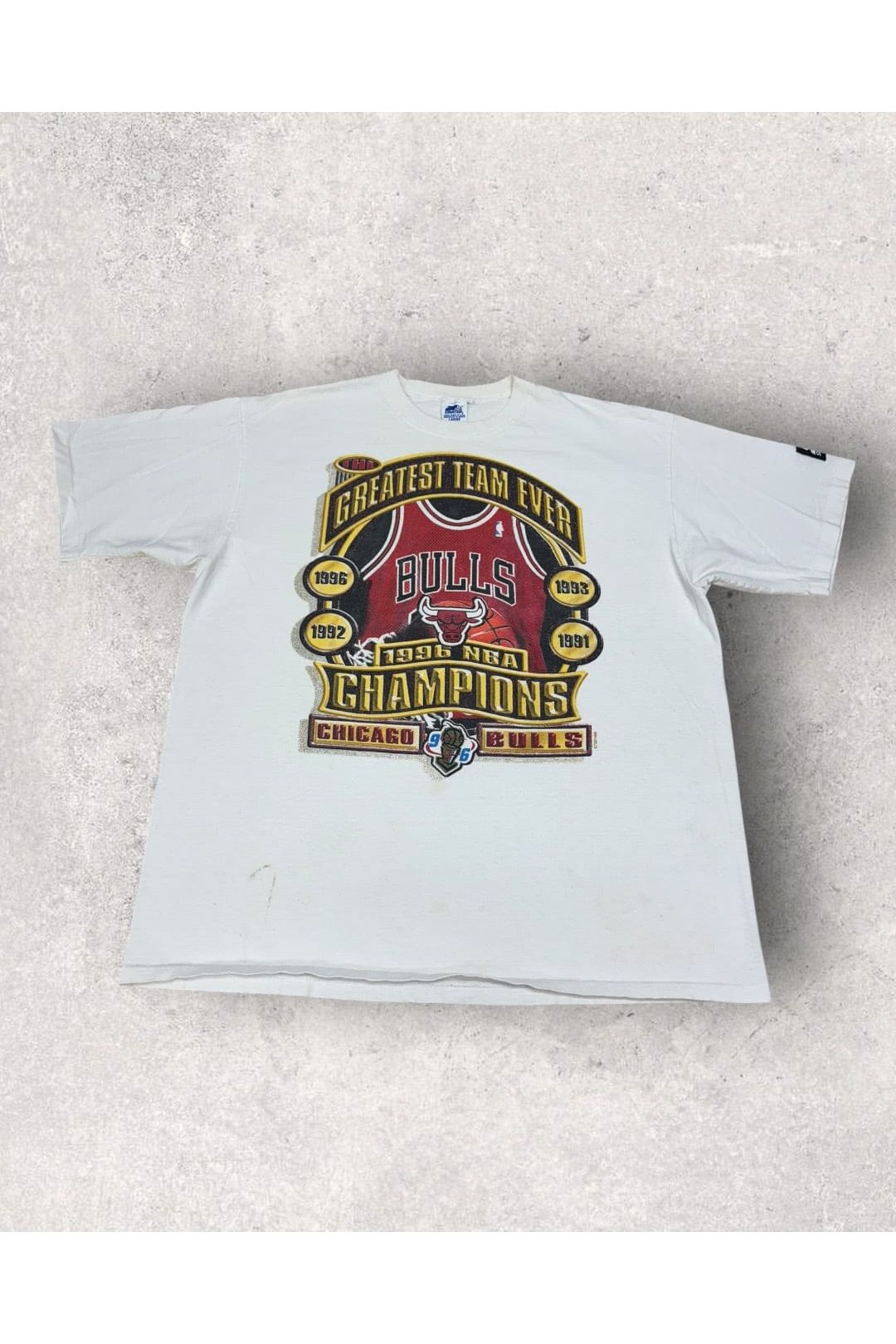 Vintage Starter 1996 Chicago Bulls The Greatest Team Ever NBA Champions Tee- L