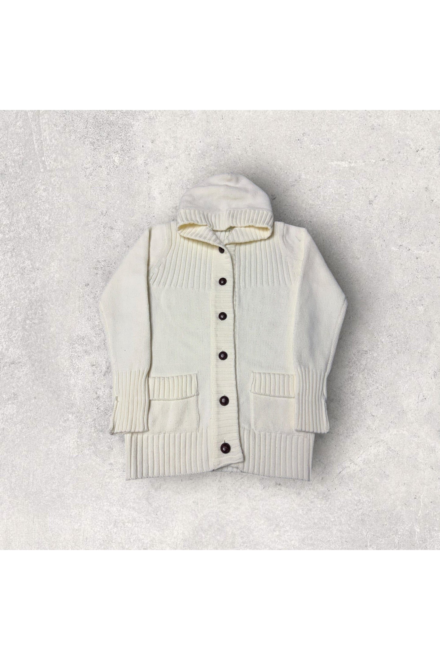 Vintage Sears Hooded Button Up Knit Sweater- S