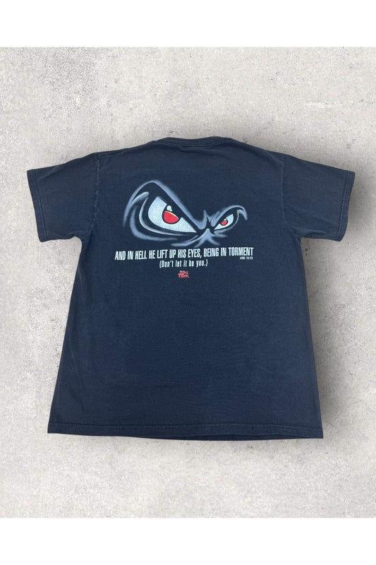 Vintage Delta Real Fear And In Hell He Lift Up His Eyes, Being In Torment Religious Tee- M