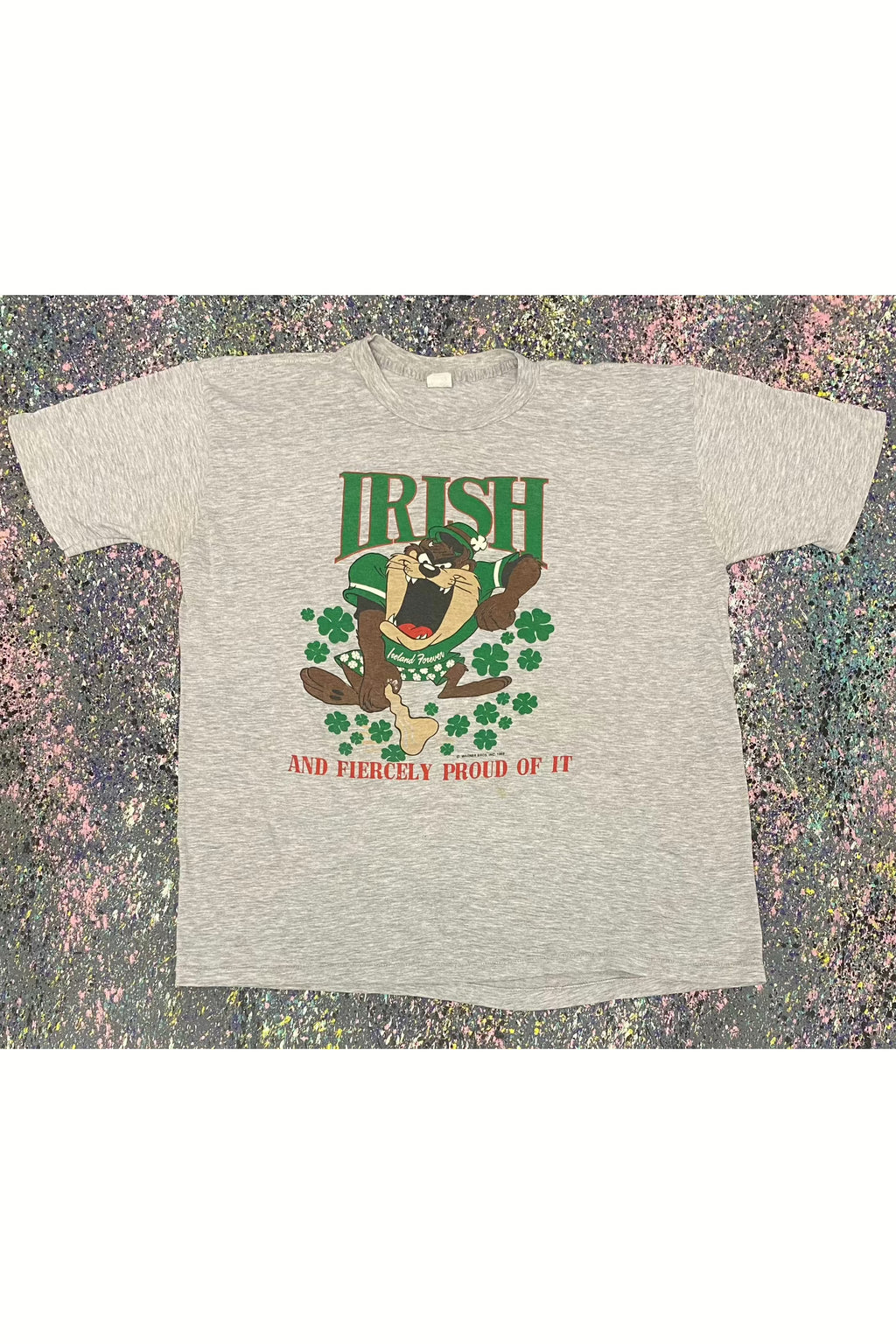 Vintage 1989 Irish and Fiercely Proud of It TAZ Tee- L