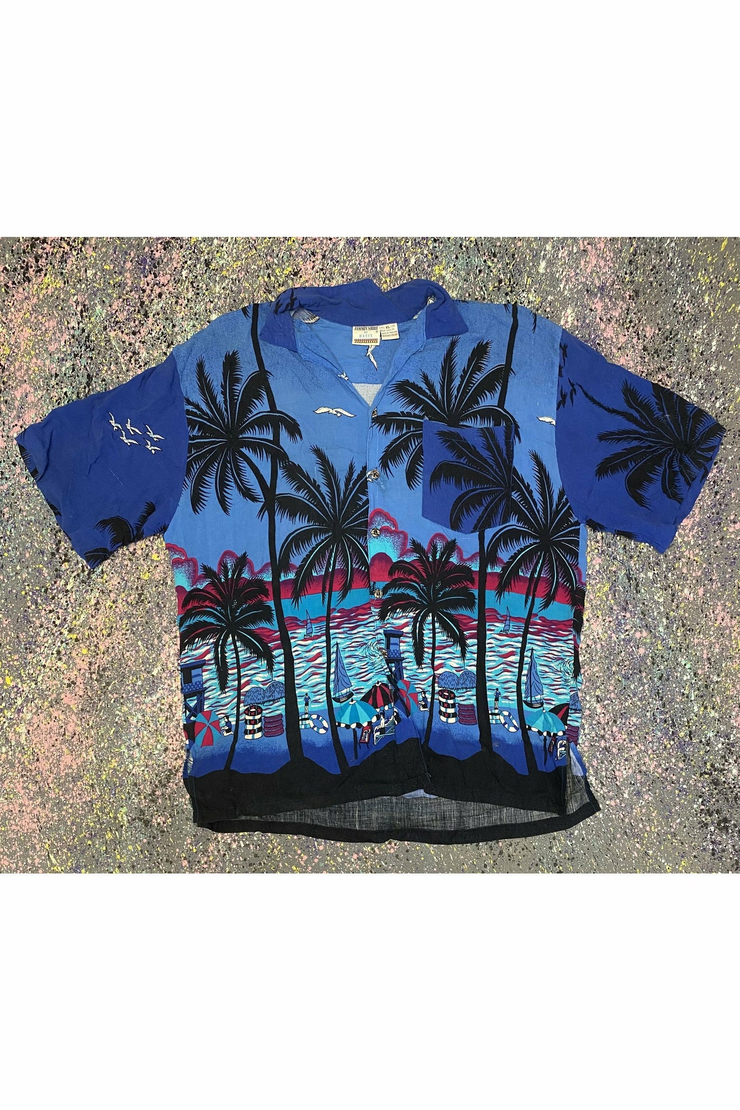 Vintage Jammin Shirt By Basix Hawaiian Shirt- XL
