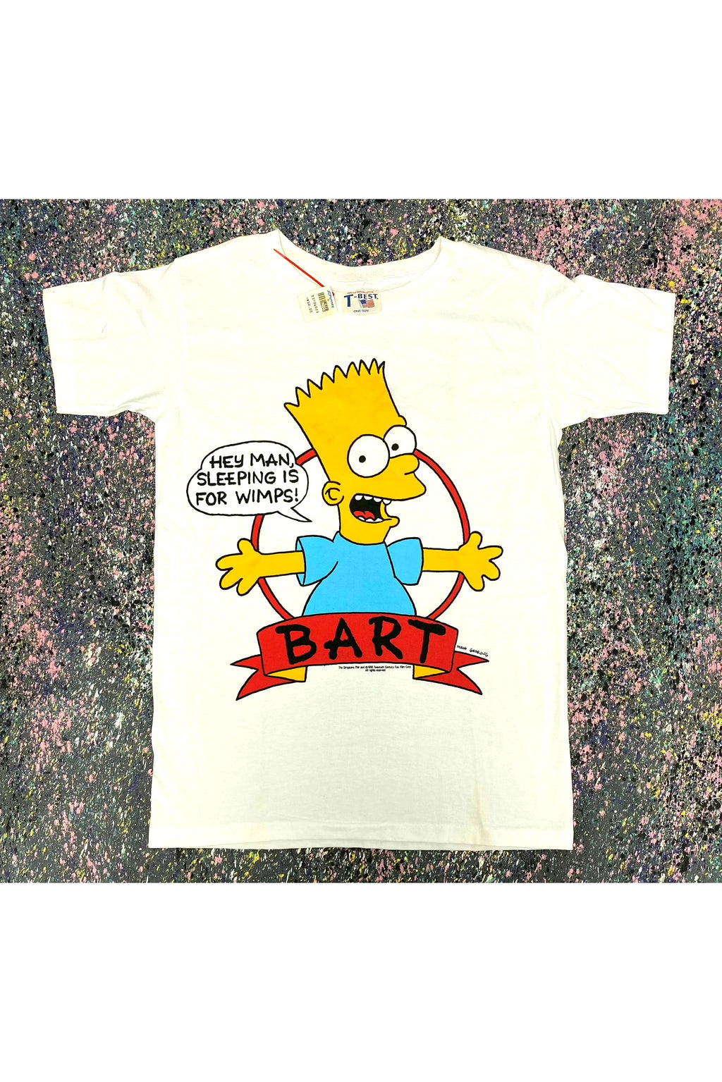 Vintage 1990 The Simpson Bart Hey Man, Sleep Is For Wimps! Dead stock Tee- L
