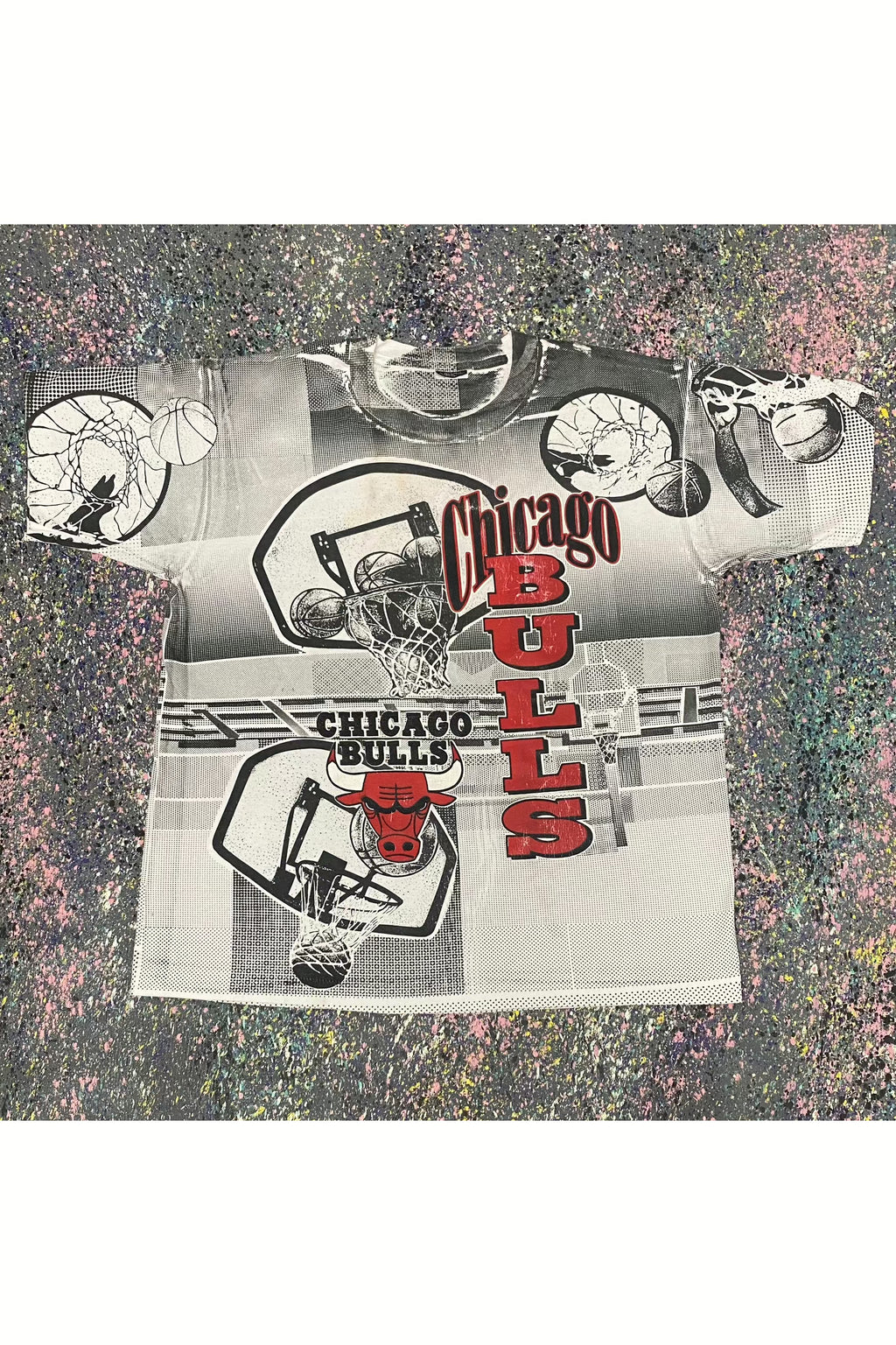 Vintage Single Stitch Chicago Bulls All Over Print Tee- XL