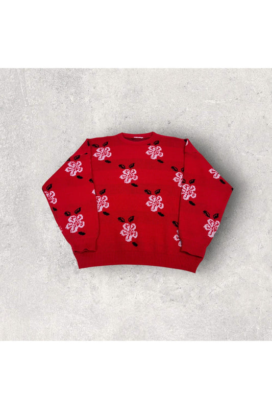 Vintage Women's Floral Knit Sweater- XL