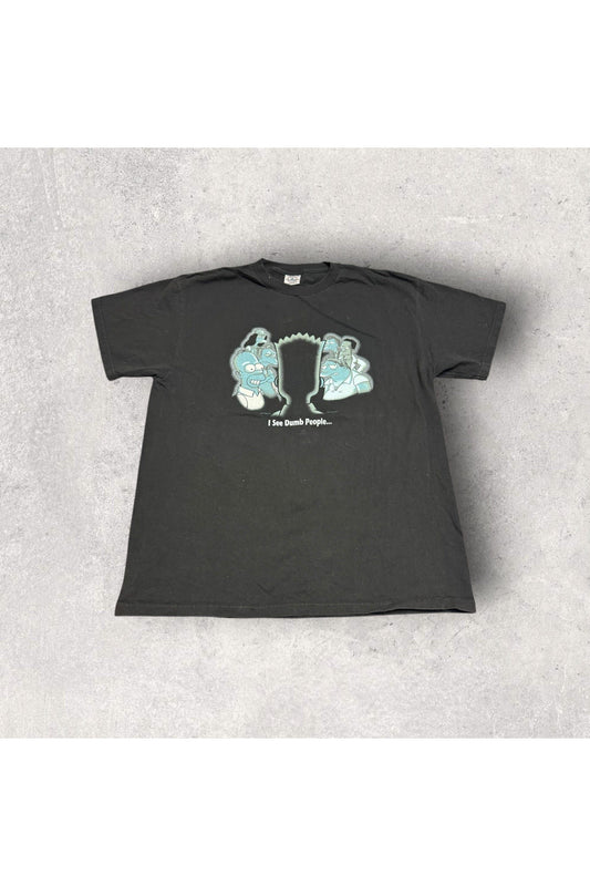 Vintage 2001 The Simpsons I See Dumb People TV Show Promo Tee- L