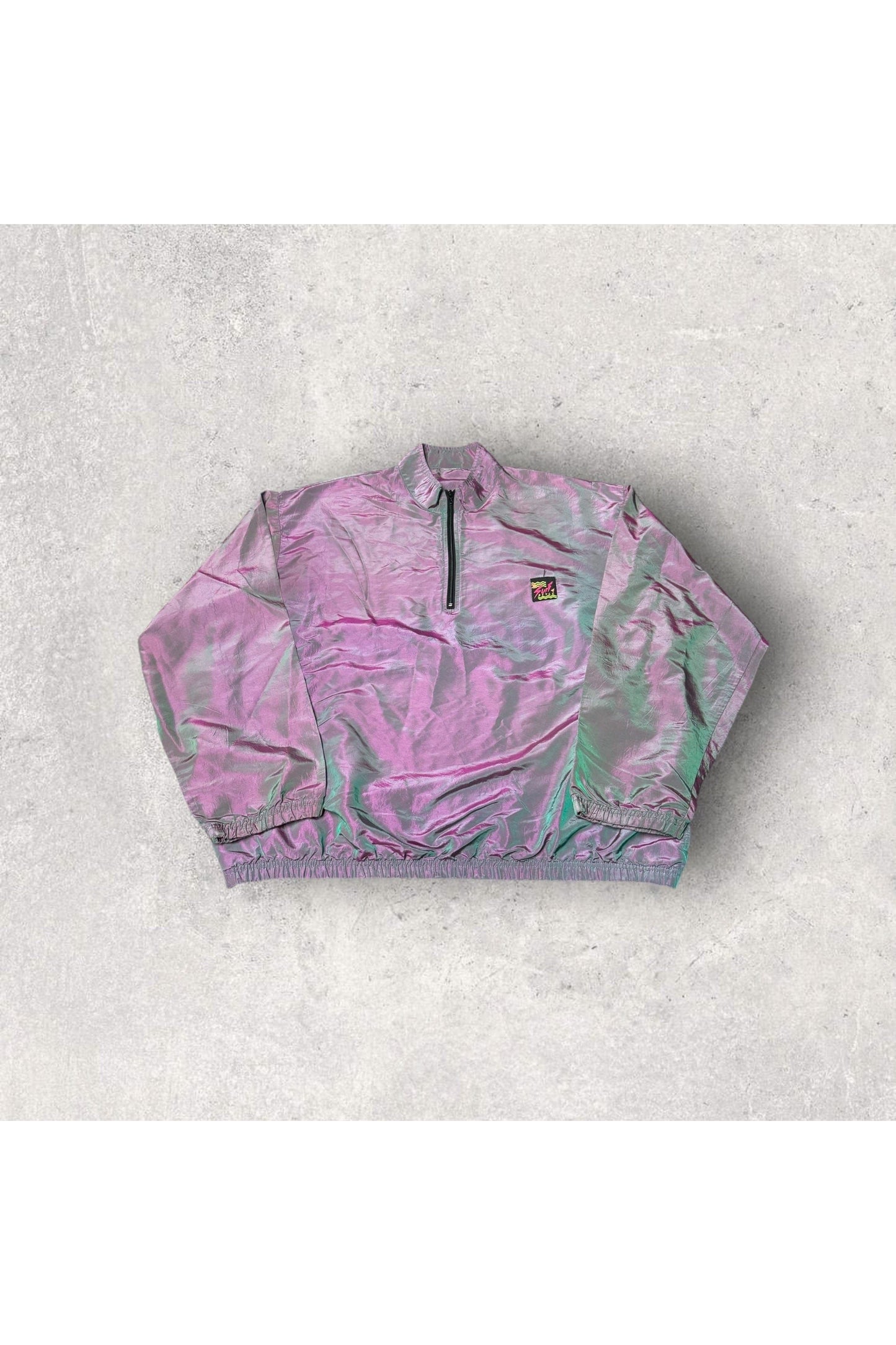 Vintage Surf Style Iridescent 1/4 Zip Pullover Wind Breaker- XL