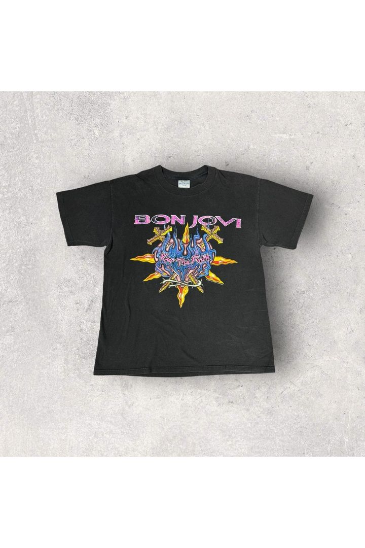 Vintage Brockum 1993 Bon Jovi Keep The Faith World Tour Tee- L