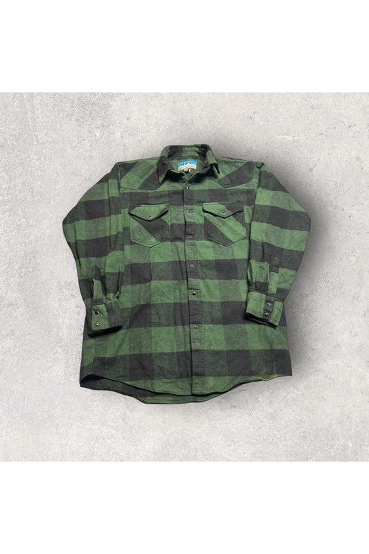 Vintage BTC Bay Trading Co. Long Sleeve Pearl Snap Flannel Button Up- L (Tall)