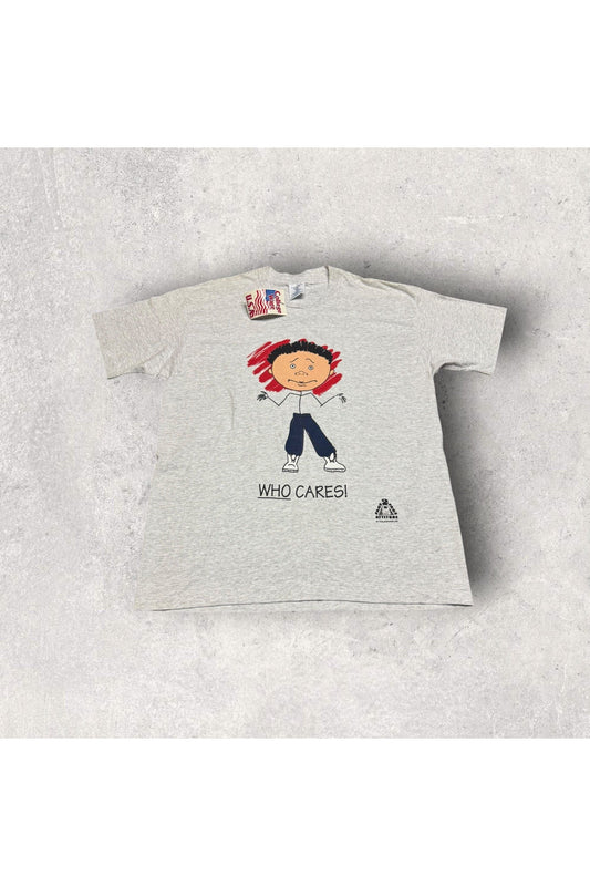 Vintage Deadstock College Wear USA Single Stitch Who Cares! Tee- XL