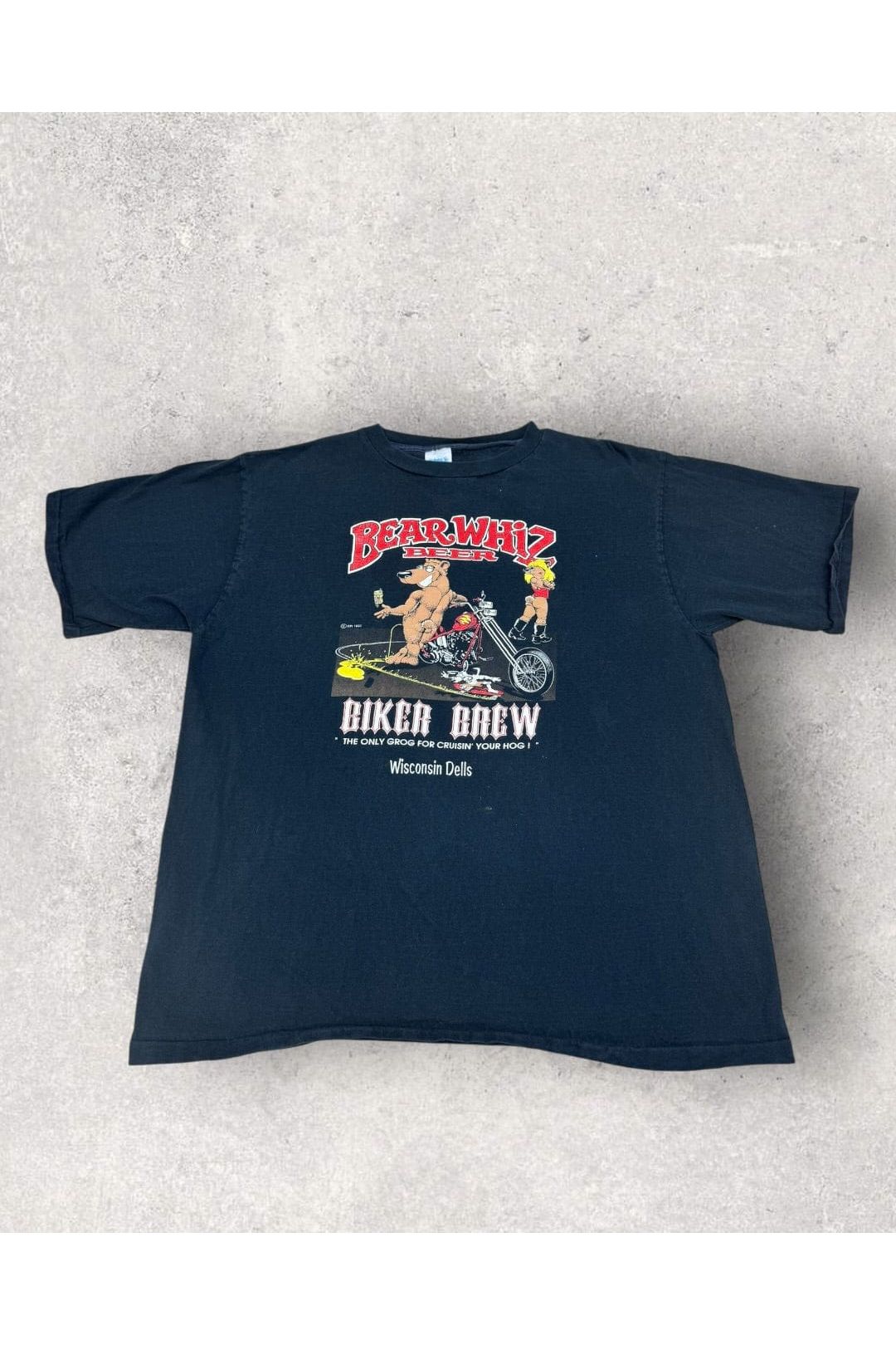 Vintage Eagle Sportswear 1990 Bear Whiz Beer Biker Show The Only Grog For Cruisin' Your Hog Tee- XXL