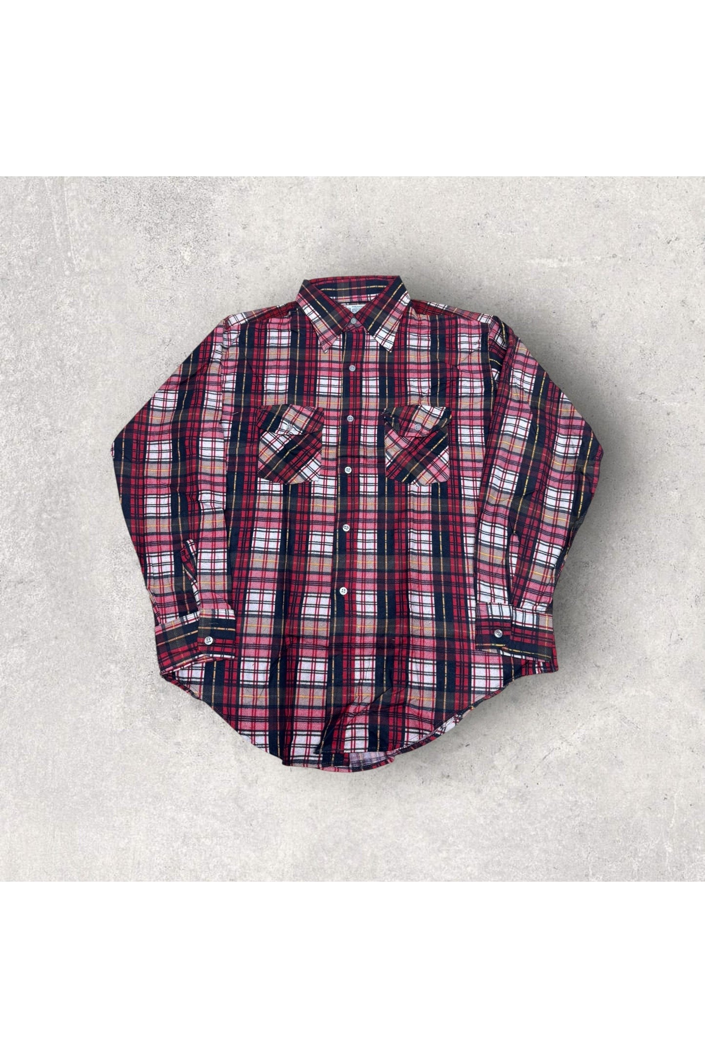Vintage Deadstock 1960s/1970s KMART Preshrunk 100% Cotton Long Sleeve Flannel Button Up- L