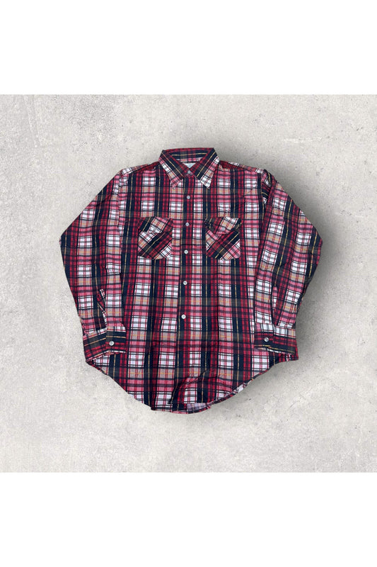 Vintage Deadstock 1960s/1970s KMART Preshrunk 100% Cotton Long Sleeve Flannel Button Up- L