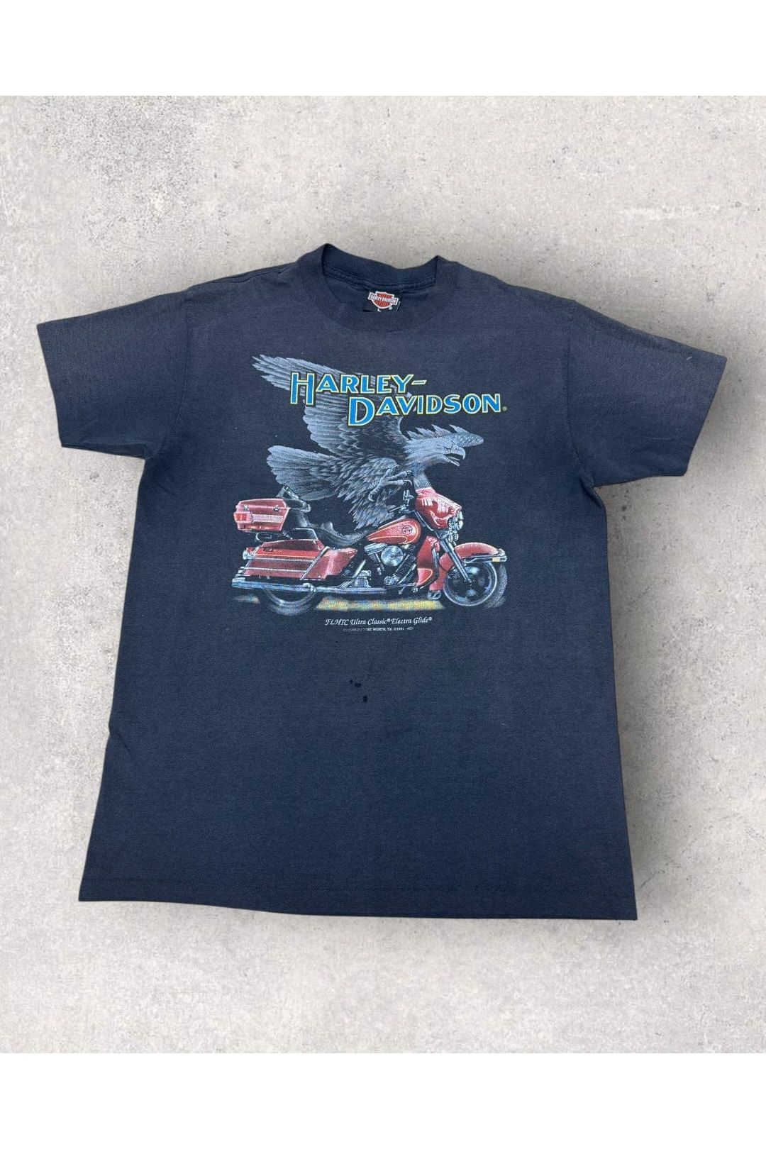 Vintage  1991 Harley-Davidson 3D Emblem Eagle Motorcycle Tee- L