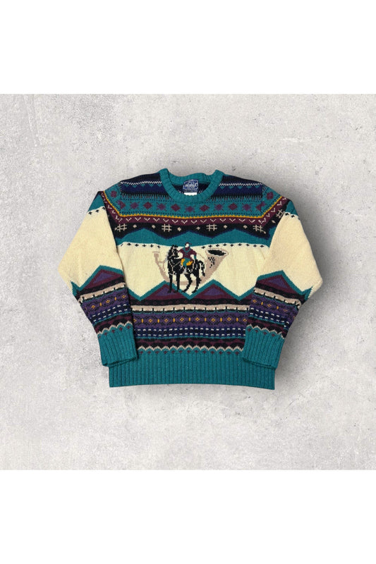 Vintage Woolrich Women Equestrian Fair Isle Knit Sweater- M