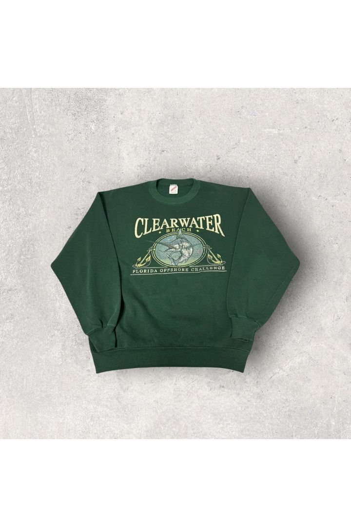 Vintage Jerzees Clearwater Beach Florida Crewneck- L
