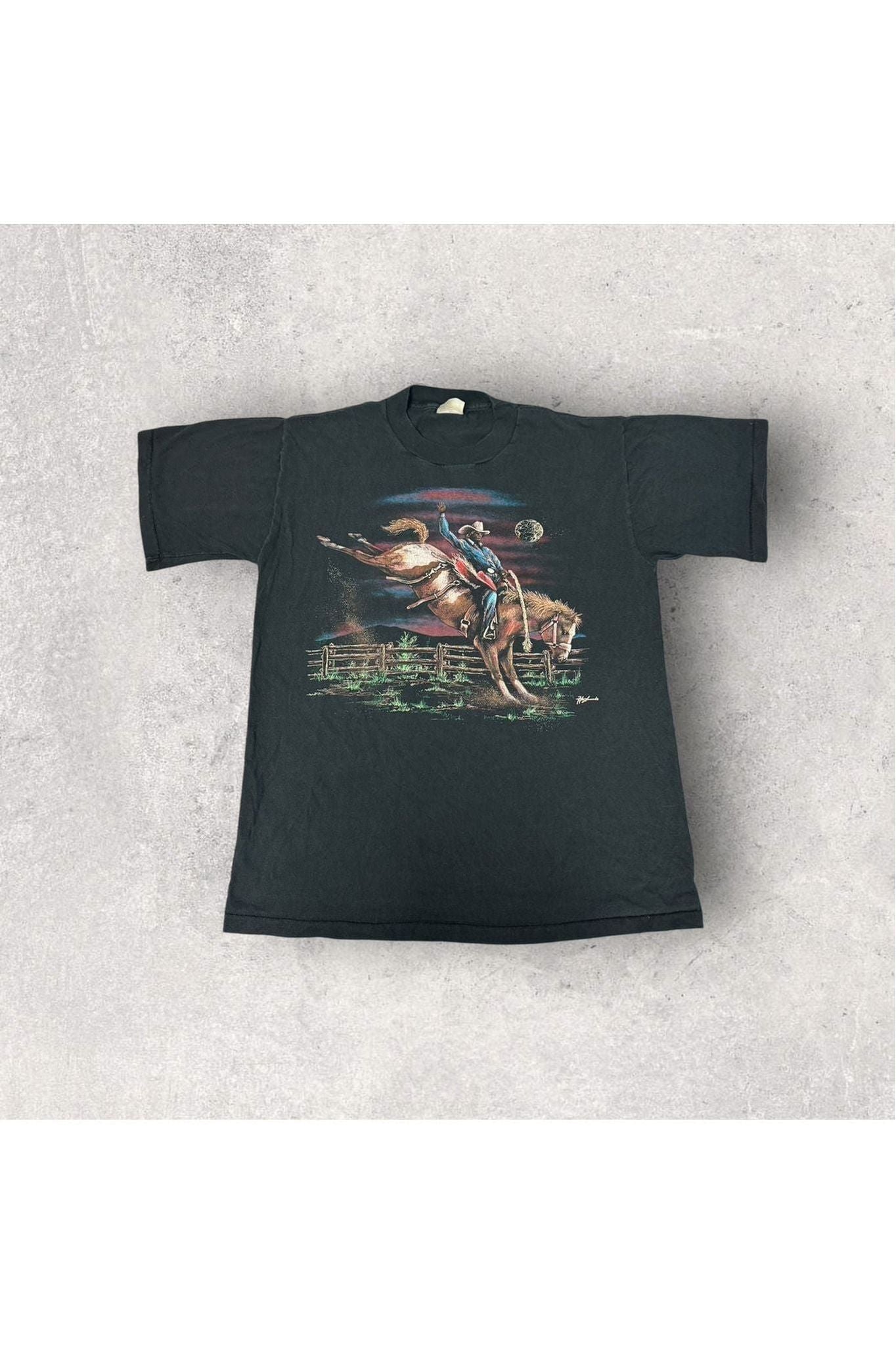 Vintage Single Stitch Hazelwood Premo Cowboy Graphic Tee- L