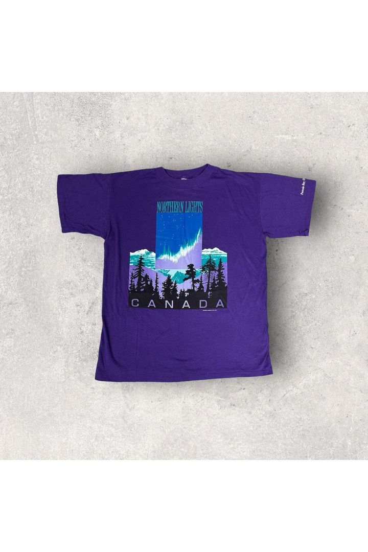 Vintage Single Stitch Nothern Lights Canada Tee- L