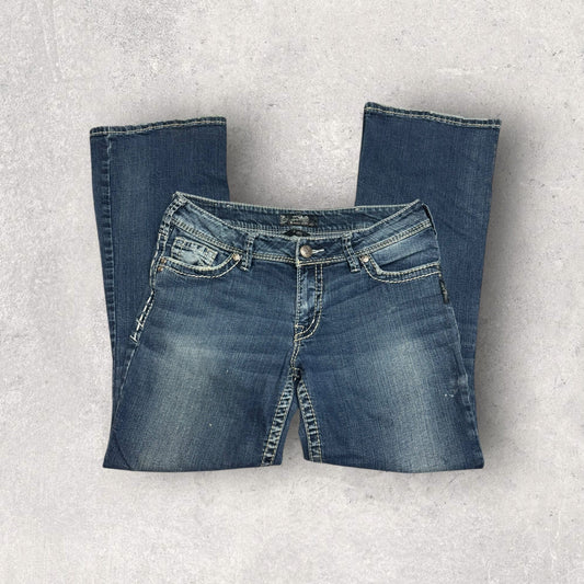 Vintage Y2K Silver Blue Suki Women's Low Rise Bootcut Jeans- SZ 31 x 30