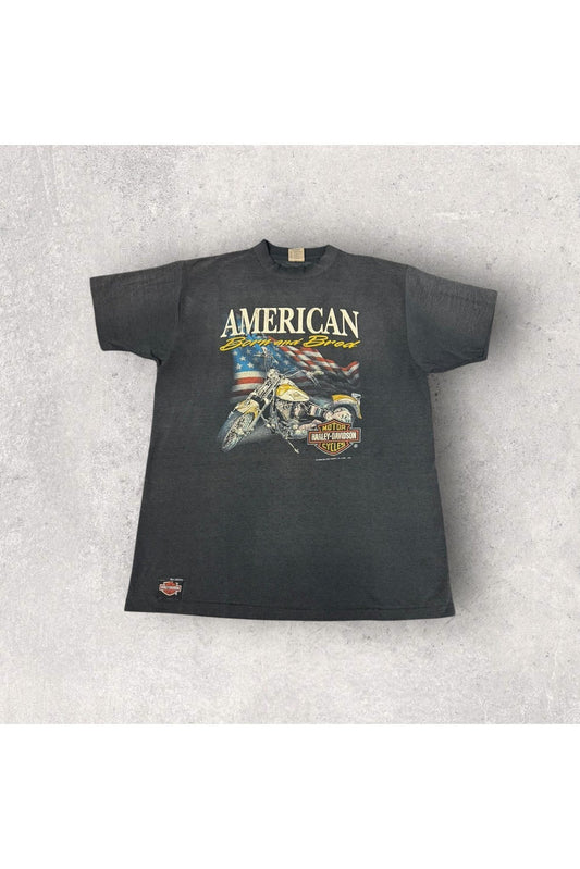 Vintage 1992 Harley-Davidson American Born and Bred 3D Emblem Tee- XL