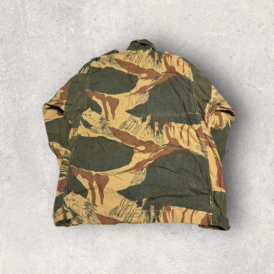 Vintage 1970s Pakistani Military Cotton Brushstroke Camouflage Smock/Rhodesian Style Bush Jacket- L