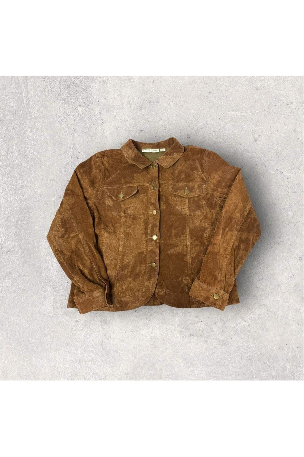 Vintage Bamboo Traders Suede Long Sleeve Button Up/Light Jacket- L
