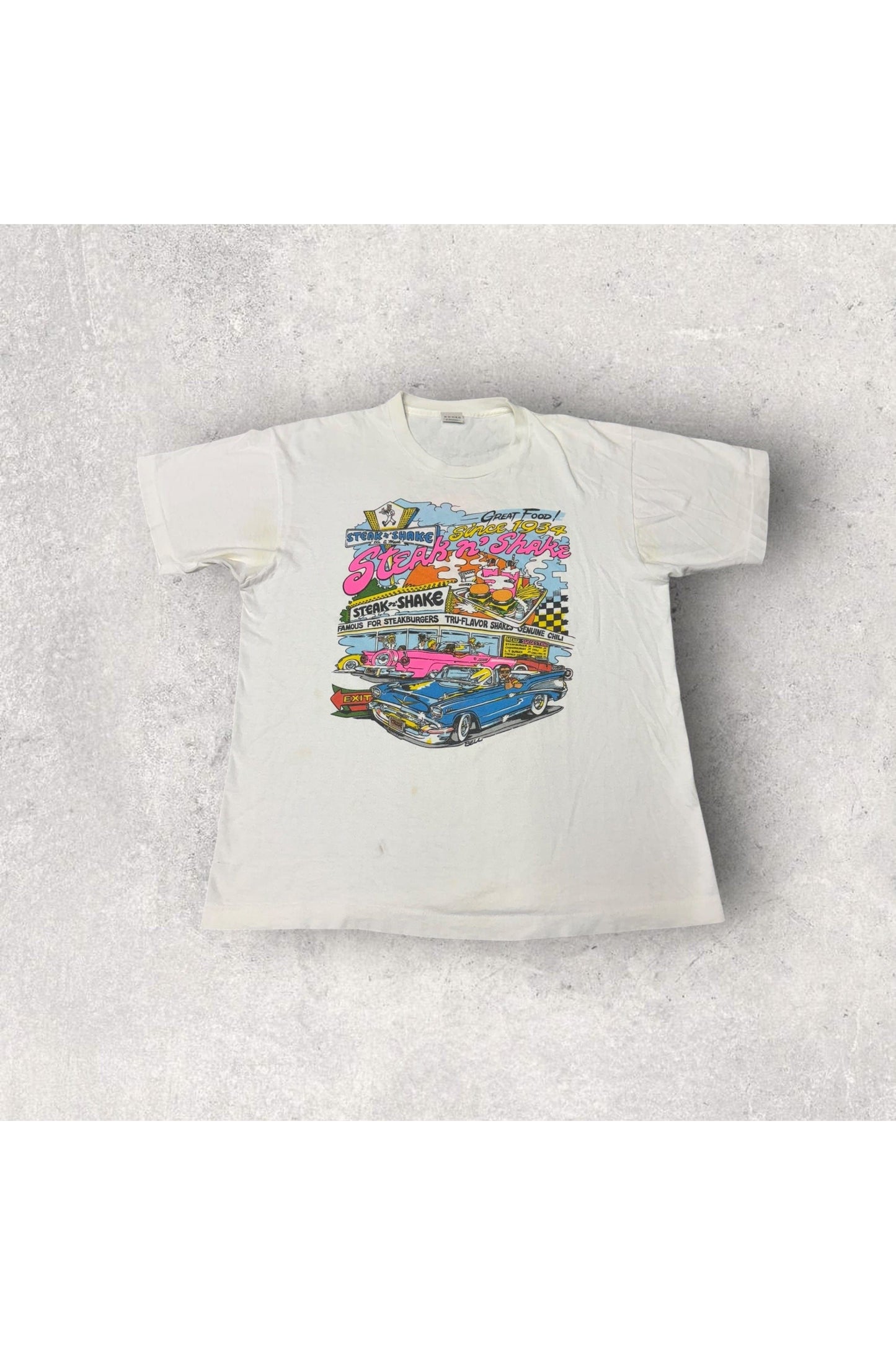 Vintage 90s Fruit of the Loom Steak N' Shake Tee- L
