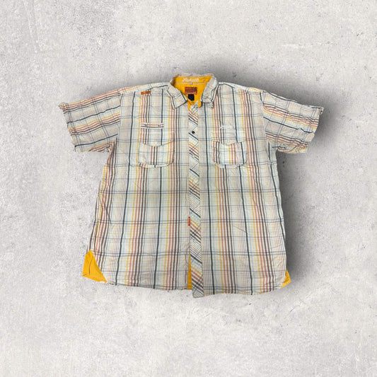 Vintage 2000s Y2K Akademiks Embroidered Short Sleeve Button Up- XXL