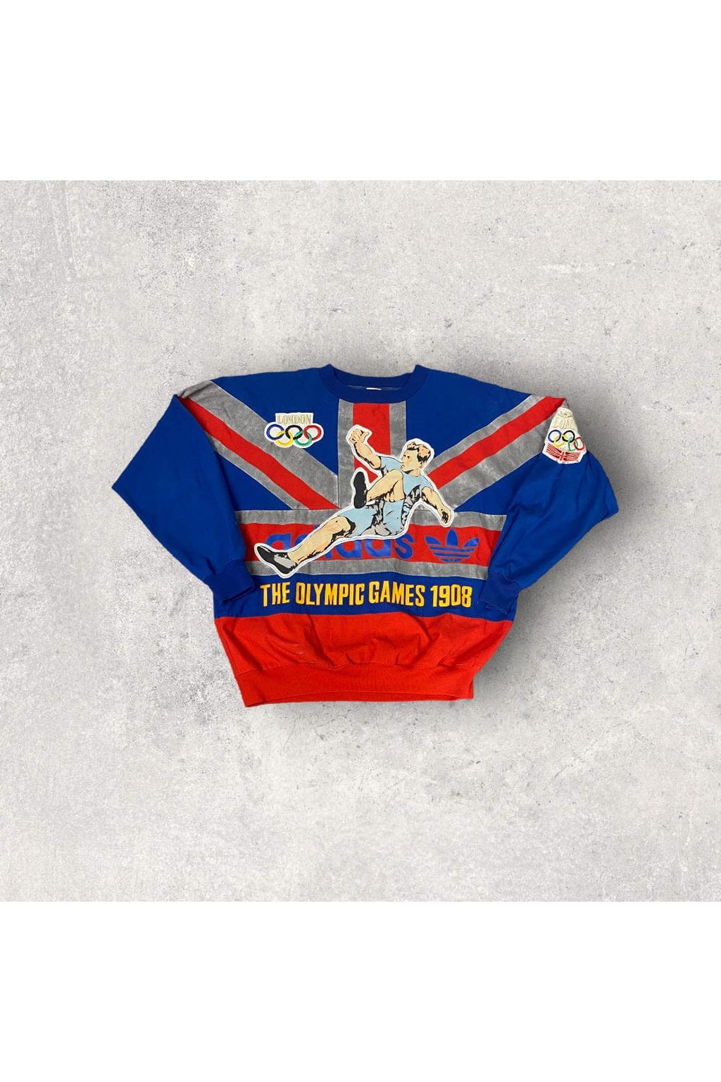 Vintage 80s Adidas London Olympic Games Light Crewneck- S (Fits L)