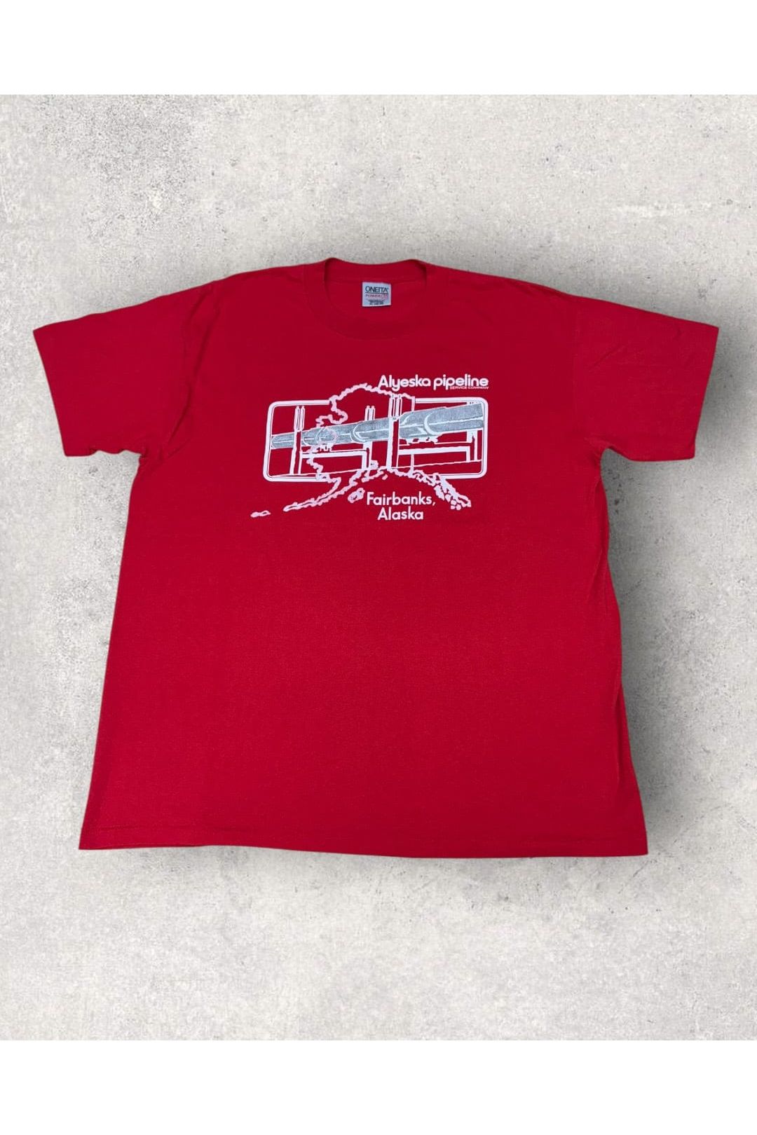 Vintage Oneita Single Stitch Alyeska Pipeline Service Company Fairbanks, Alaska Tee- XL