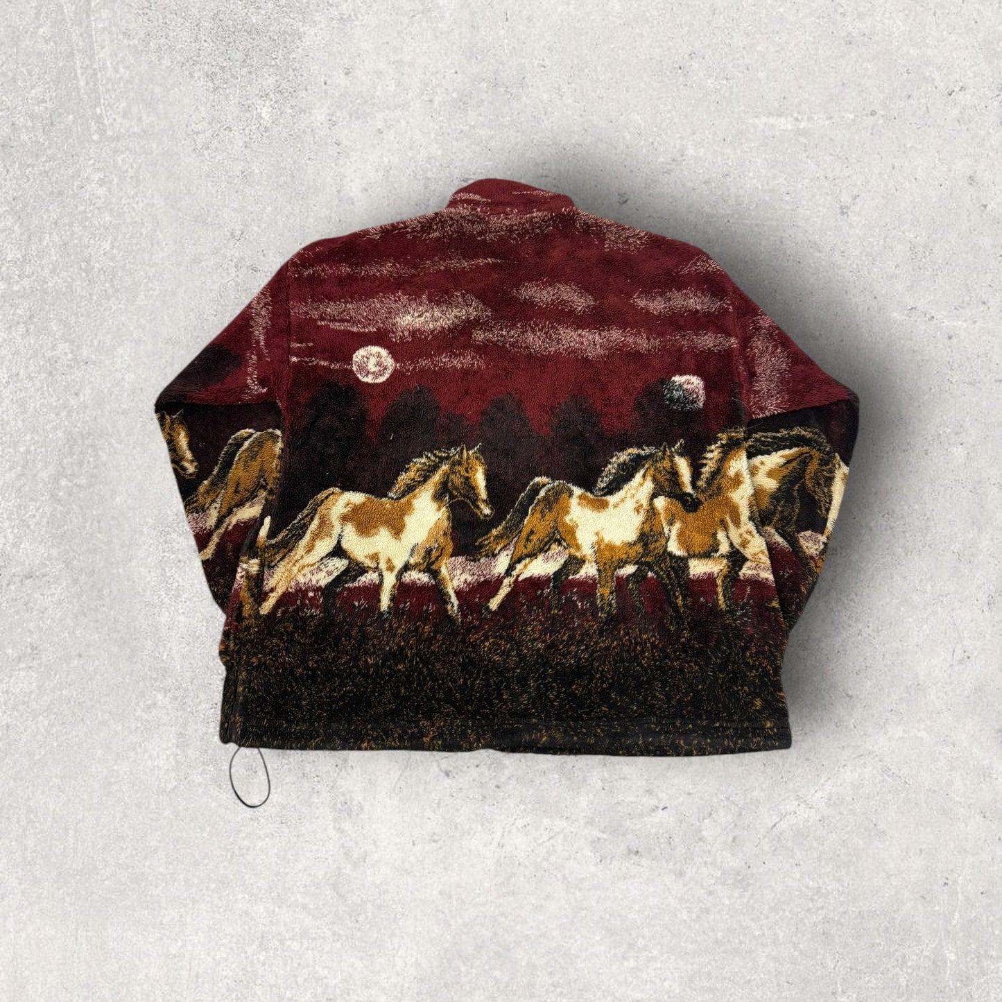 Vintage Mazmania Made In USA Wild Horses All Over Print Fleece Zip Up- XL