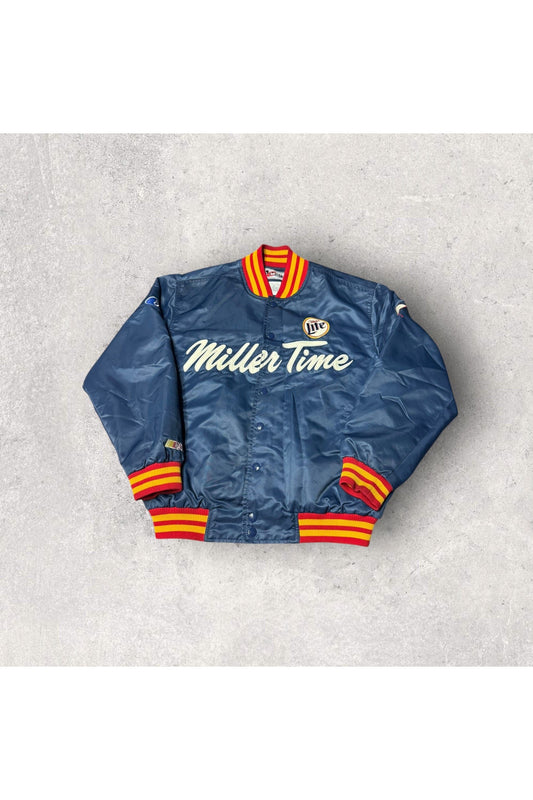 Vintage Chase Authentics Rusty Wallace Miller Time NASCAR Bomber Jacket- M