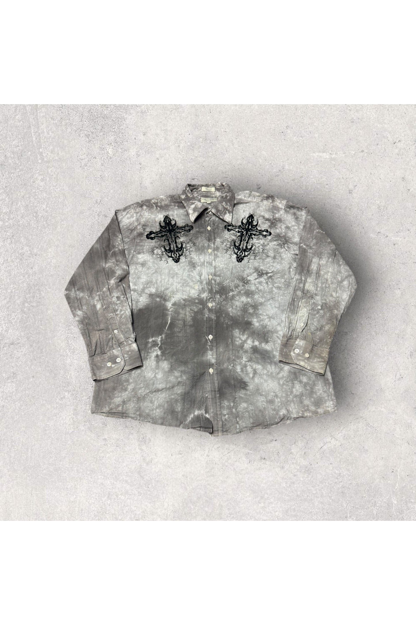 Vintage Y2K Eighty Eight Tribal Cross Long Sleeve Button Up- XXL