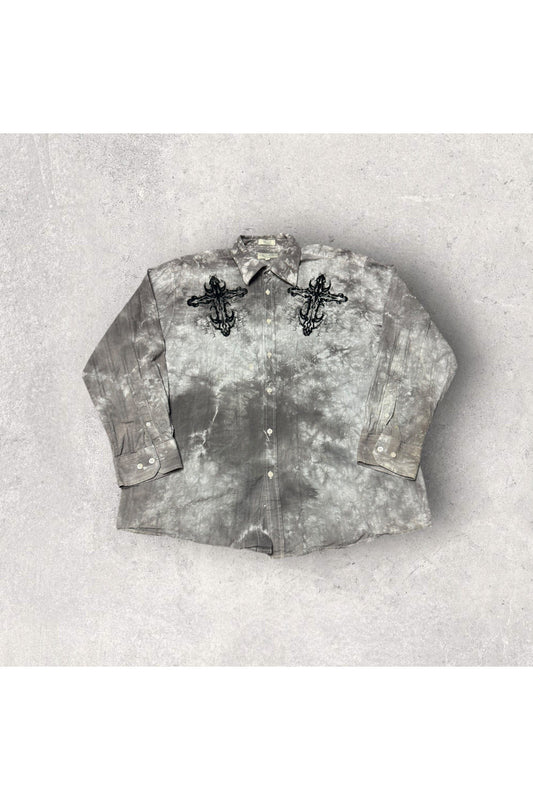 Vintage Y2K Eighty Eight Tribal Cross Long Sleeve Button Up- XXL