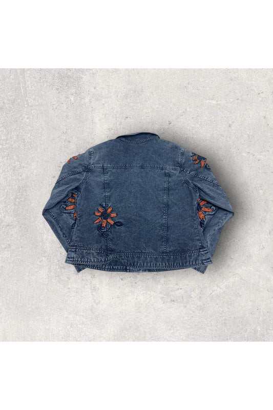Vintage Christopher & Banks Floral Embroidered Denim Jacket- M