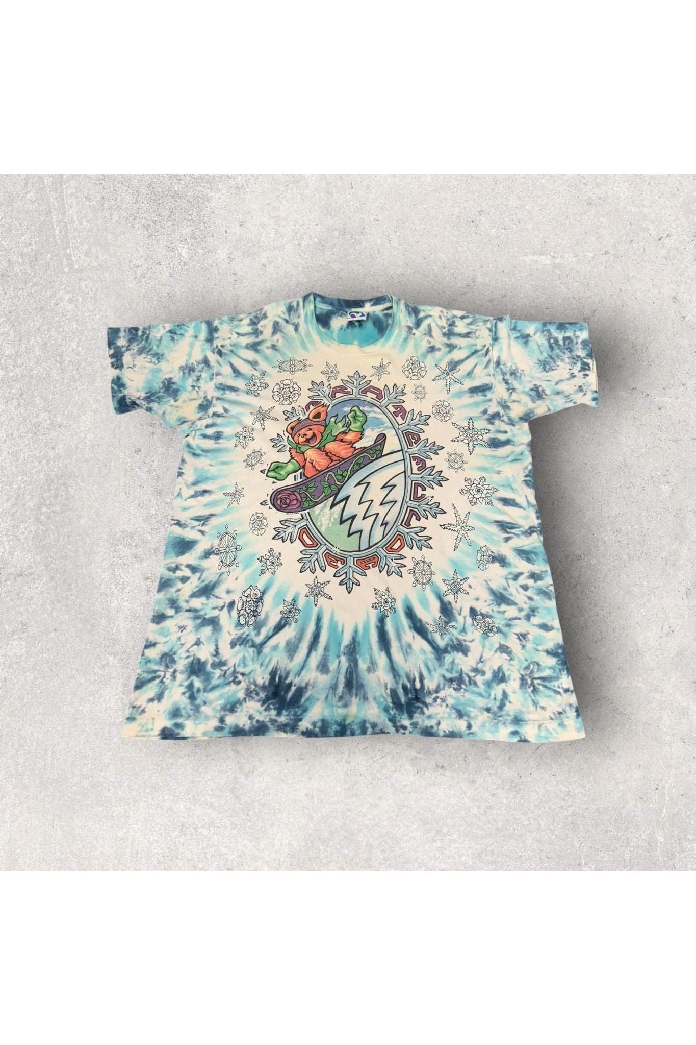 Vintage Liquid Blue 1994 Grateful Dead Skiing Bear Tie-Dye Tee- XXL