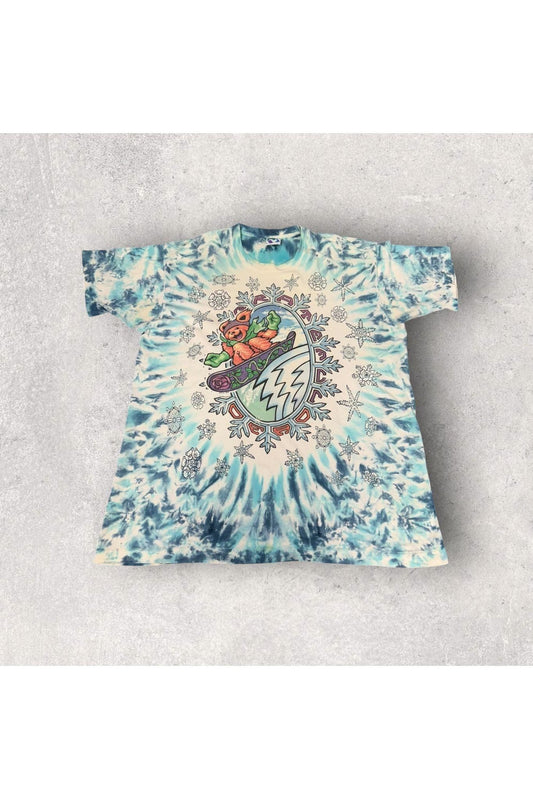 Vintage Liquid Blue 1994 Grateful Dead Skiing Bear Tie-Dye Tee- XXL