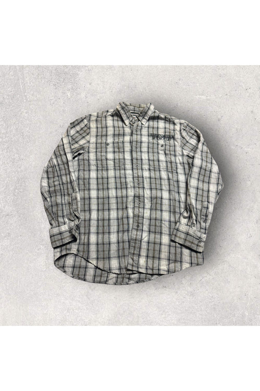 Harley-Davidson Motorcycles Embroidered Long Sleeve Flannel Button Up- L