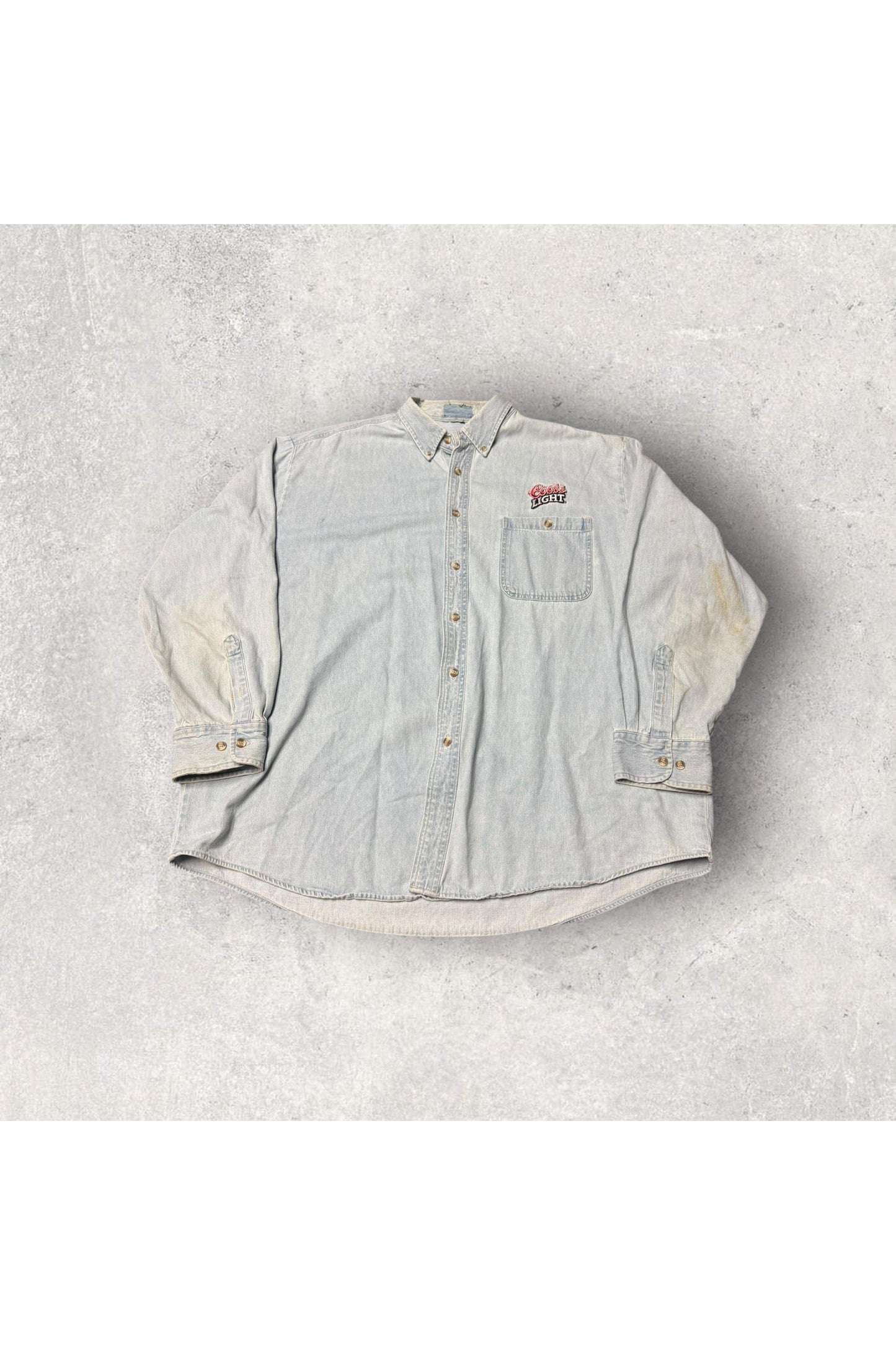 Vintage Coors Light Embroidered Denim Long Sleeve Button Up- 3XL