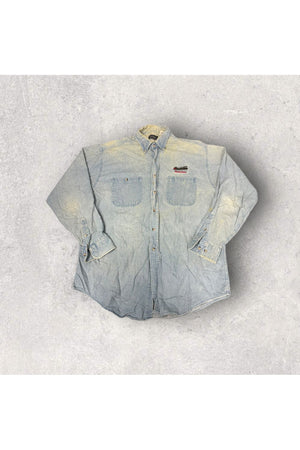 Vintage Made In USA Budweiser Embroidered Long Sleeve Button Up- L