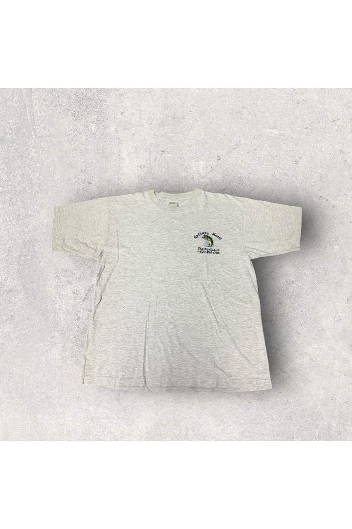 Vintage Made In USA Spillway Motel Shelbyville, IL Embroidered Tee- XL