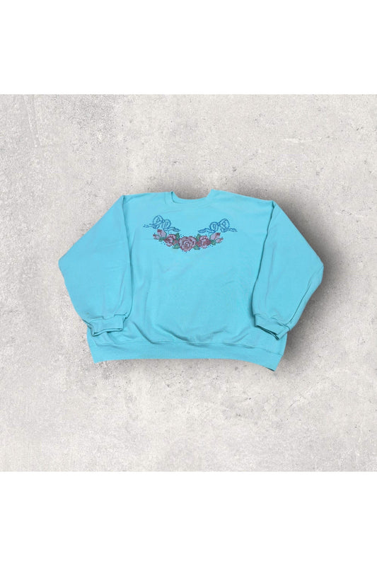 Vintage TULTEX Made In USA Floral Puff Print Grandma Crewneck- XXL