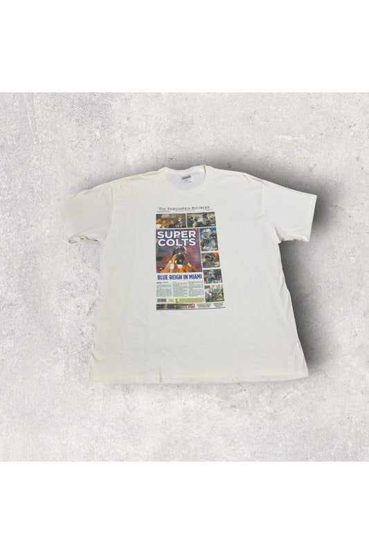 Vintage The Indianapolis Recorder Super Bowl XLI Indianapolis Colts Champions Newspaper Tee- XL